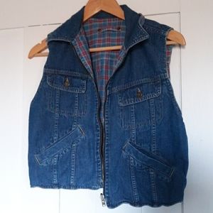 Womens denim reversible vest